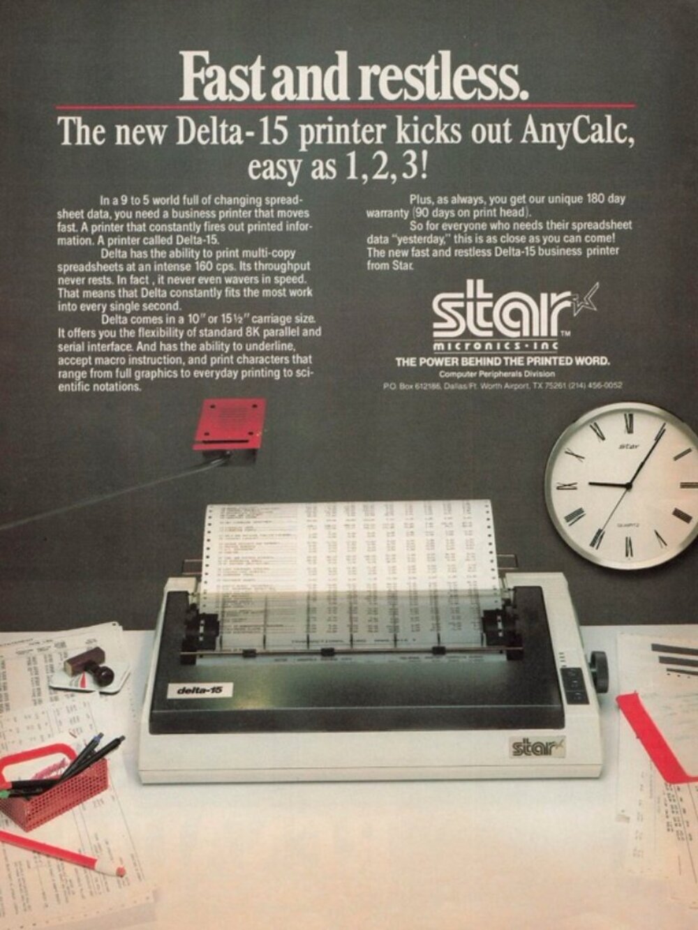 1983 Star Delta-15 Printer Vintage Print Ad Dot Matrix Printer 80s Computers